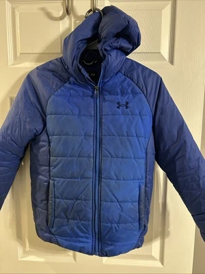 Under Armour Boys Youth Dark BluePuffer Jacket Coat Hooded YMD JM M Youth Medium - Image 1 of 4