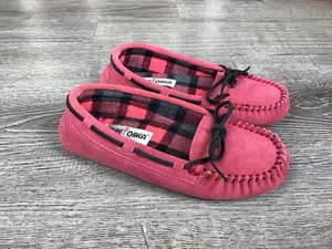 Minnetonka #40345 Pink W/black Laces Moccasin Slipper Shoes Women’s Size 6 - Picture 1 of 12