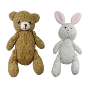 Newborn Photo Props Handwoven Bear/Rabbit Doll Baby PhotoShooting Backdrop - Picture 1 of 13