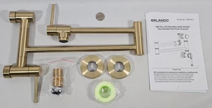 Topffüller Gold 22,5 Zoll Doppelgelenk Schwenkarm Messing Wandmontage Wasserhahn 2 Griff - Bild 1 von 12