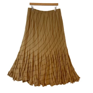 Falda Larga Coldwater Creek Mediana Marrón Boho Escoba Suroeste Vaquera - Imagen 1 de 5