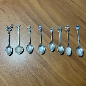 Vintage Sterling Silver Spoons collectable Souvenirs 8 Total - Picture 1 of 14