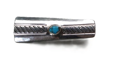 Vintage Southwest Sterling Silver And Turquoise Tie Clip - Image 1 of 4