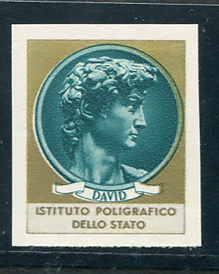 David por Michelangelo, prova não serrilhada impressa em verde e ouro - Imagem 1 de 1