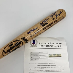 Nolan Ryan Tom Seaver 3,000 Strikeout Club Signed Baseball Bat Beckett COA - Picture 1 of 12