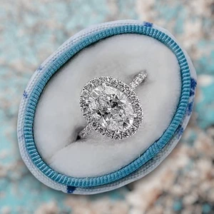 18K White Gold Ring Oval Cut IGI Lab Created Engagement 2.65 Ct Diamond - Picture 1 of 11
