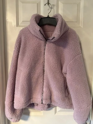 Lululemon Cinchable Fleece Zip Up Jacket Sz 8 (pink Peony) - Image 1 of 4