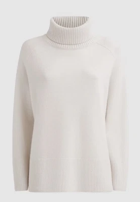 Reiss Edina Relaxed Wool-Cashmere Blend Roll Neck Jumper in Cream - Image 1 of 4