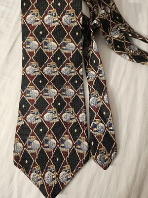 Corbata clásica para hombre 4x58 Van Heusen azul marino, dorado, granate 100 % seda elegante, golf Foto 1 de 4