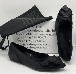 Pedro Garcia women shoes ballet flats Albany black satin velour 36.5 Spain - Picture 1 of 6