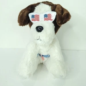 USA 4. Juli Hund Flagge Brille Bandana braun weiß Plüschtier Stofftier 12 Zoll L - Bild 1 von 7