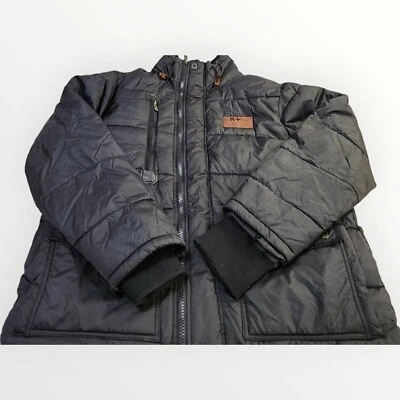 Rocawear R+ Mens 2XL Black Double Full Zip Snap Up Long Sleeve Puffer Coat — 第 1/4 张图片