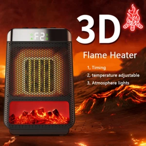 1500W Electric Fireplace Heater Desktop Space Heater with Realistic 3D Flame USA - Picture 1 of 19