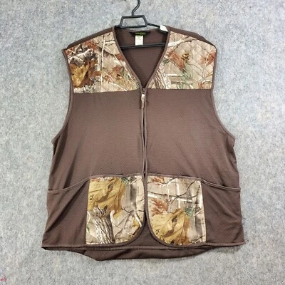 Walls Hunting Vest Men Medium Large Brown Camo Mesh Full Zip Back Pocket Quilted - Image 1 of 4
