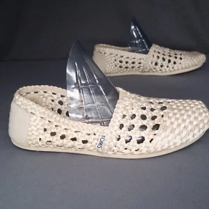 TOMS Cream Woven Crochet Boho Style Classic Slip On Shoes Womens 8.5W - Picture 1 of 9