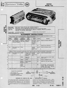 1958 DESOTO MOPAR 923 RADIO SERVICE MANUAL FOTOFACT SCHEMA DIAGRAMM REPARATUR - Bild 1 von 1