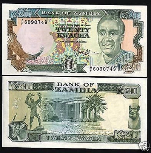 ZAMBIA 20 KWACHA P-32 1991 BUNDLE GAZELLE EAGLE UNC x 100 PCS Lot CURRENCY NOTE - Image 1 of 1