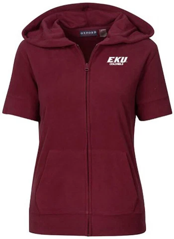 Oxford NCAA Eastern Kentucky Colonels Women's Full Zip Fleece Hoodie Maroon,1X&S Cover