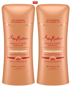 SheaMoisture SMOOTHING ANTIPERSPIRANT DEODORANT MANUKA HONEY RETINOL 2.6oz-2Pack - Picture 1 of 2