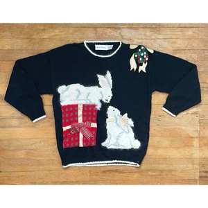 Suéter Vintage Navidad Marisa Christina Bunny Algodón Ramie Angora Talla L - XL - Imagen 1 de 4