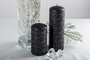 DIAMOND - BLACK DECORATIVE CANDLE home decoration, gift, wedding centerpiece - Picture 1 of 5