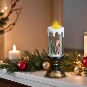 SINT Weihnachten Musik Kerzenständer Schneekugel Laterne USB/Batterie Glitzerlicht - Bild 1 von 6