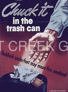 WWII Poster, Safegy, "Chuck it in the trash can" Art Print on 11x14" 22907 - Picture 1 of 1