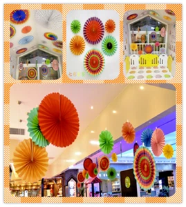 6pcs Paper Fan Flowers Wedding Baby Birthday Party Tissue Decoration - Picture 1 of 19