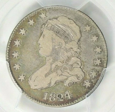 1824/2 CAPPED BUST QUARTER *PCGS F15* RARE *SUPER FAST SHIPPING!!! Cover