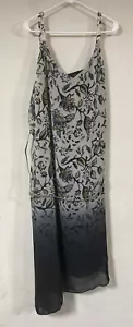 Lane Bryant Maxikleid mit Gürtel Damen 22/24 weiß schwarz Blumen ombre künstlerisch, neu mit Etikett - Bild 1 von 4