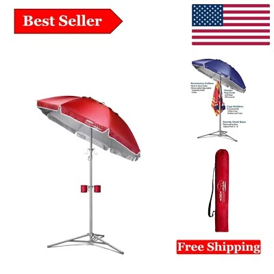 Guarda-sol portátil vermelho leve - 3' a 8' ajustável com recurso de inclinação - Imagem 1 de 4