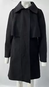 Sportmax Black Angora/Cashmere Blend Cape-Effect Full-Zip Coat sz 8 - Picture 1 of 5