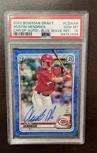 AUSTIN HENDRICK 2020 Bowman Chrome PSA 10 BLUE WAVE Auto RC /150 - Picture 1 of 2