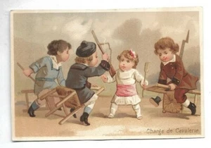 Charge de cavalerie -- Enfant Soldat Jeu Guerre - Chromo - Trade Card - Picture 1 of 2