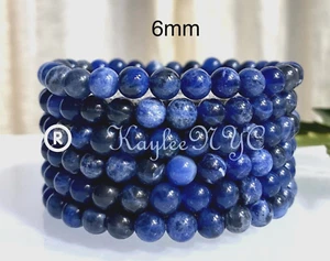 Wholesale Lot 6 Pcs Natural Sodalite 6mm 7.5” Crystal Healing Stretch Bracelet - Picture 1 of 8