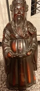 Vintage Happy Gods Figure, Made in Hong Kong, 8 Inches Tall, Wood / Resin ? - Picture 1 of 3