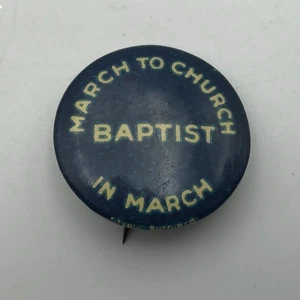 Vintage antike BAPTISTEN Marsch zur Kirche im März Pinback St Louis Button Co R8 - Bild 1 von 12
