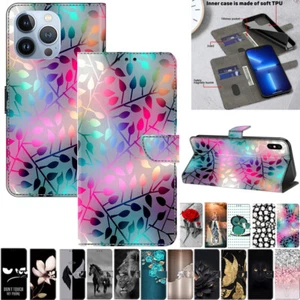 For iPhone 13 12 11 Pro Max 7 8 Pattern Magnetic Flip Leather Wallet Case Cover - Picture 1 of 69