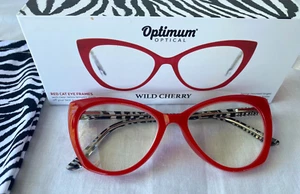 Optimum Optical Reader Glasses - Red Frames & Zebra, Wild Cherry +1.75 NIB - Picture 1 of 3