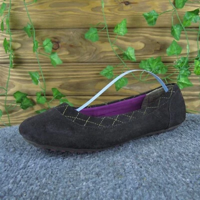 Lands' End 女式芭蕾棕色麂皮绒 8 码宽轻度使用 2025 — 第 1/4 张图片