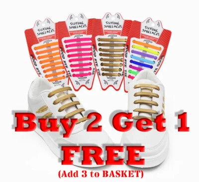 Silicone Shoe Laces Elastic Easy No Tie Shoelaces Rubber Trainers Adults & Kids - Image 1 of 4