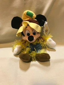 Disney Vintage World Themenpark Vogelscheuche Mickey Mouse 8 Zoll Sitzsack Plüsch Neu mit Etikett - Bild 1 von 3