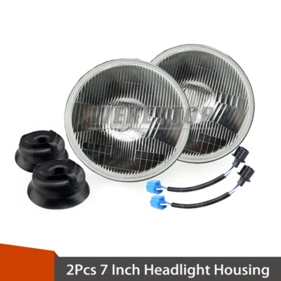 2X 7 inch Round Headlight Housing Hi/Low Beam For H4 LED HID Halogen Bulb Foto 1 de 4