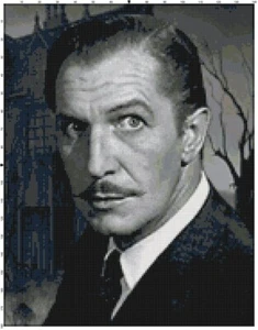Vecchio ricamo Hollywood Vincent Price Moviestar modello punto croce contato - Foto 1 di 1