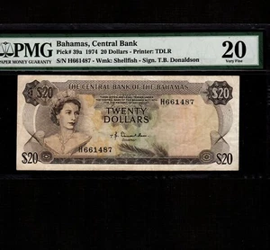 Bahamas 20 dollari 1974 P-39a * PMG VF 20 * Regina Elisabetta * - Foto 1 di 2