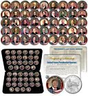 ALLE 46 United States PRESIDENTS komplettes Münzset farbig DC Viertel mit Box & COA