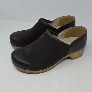 Dansko Black Brown Suede Leather Clogs Size 39 - Picture 1 of 6