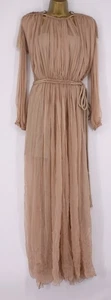 LANVIN PARIS WOMENS FLOWY SILK MAXI DRESS TASSEL UK 6 BEIGE RRP £4460 AD - Picture 1 of 6