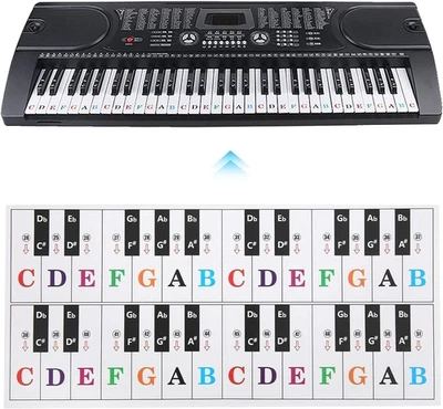 Piano Keyboard Stickers for 88/61/ 54/49 Key, Colorful Transparent Removable - Image 1 of 4