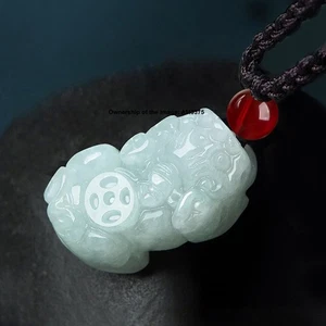Natürlicher Klasse A Jade Jadeit Klein Reichtum Tier Pixiu Anhänger 28mm H BESTES GESCHENK - Bild 1 von 4
